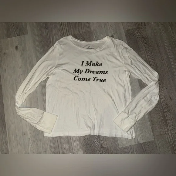 White Long Sleeve Top with Inspirational Print - Picture 1 of 6